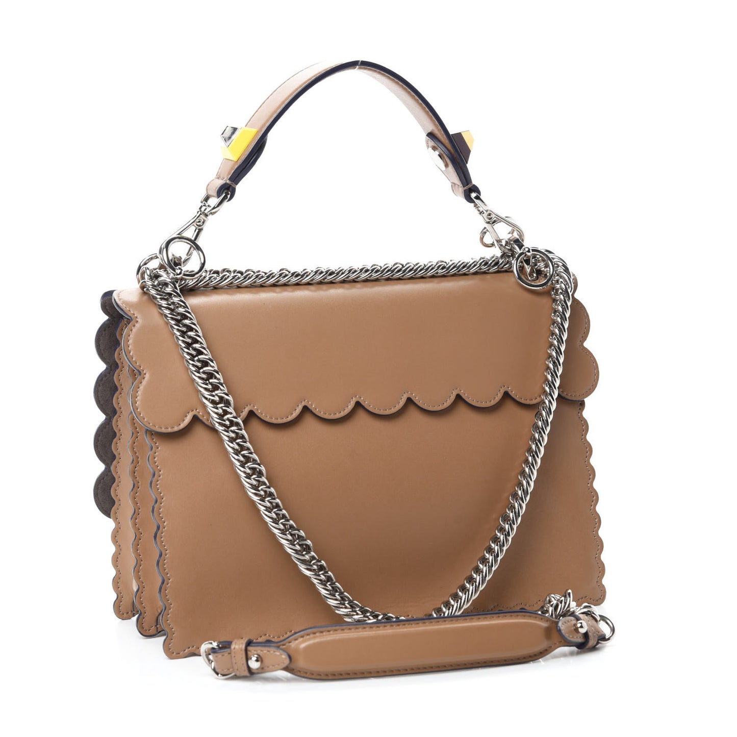 Vitello Liberty Scalloped Studded Kan I Shoulder Bag Sand