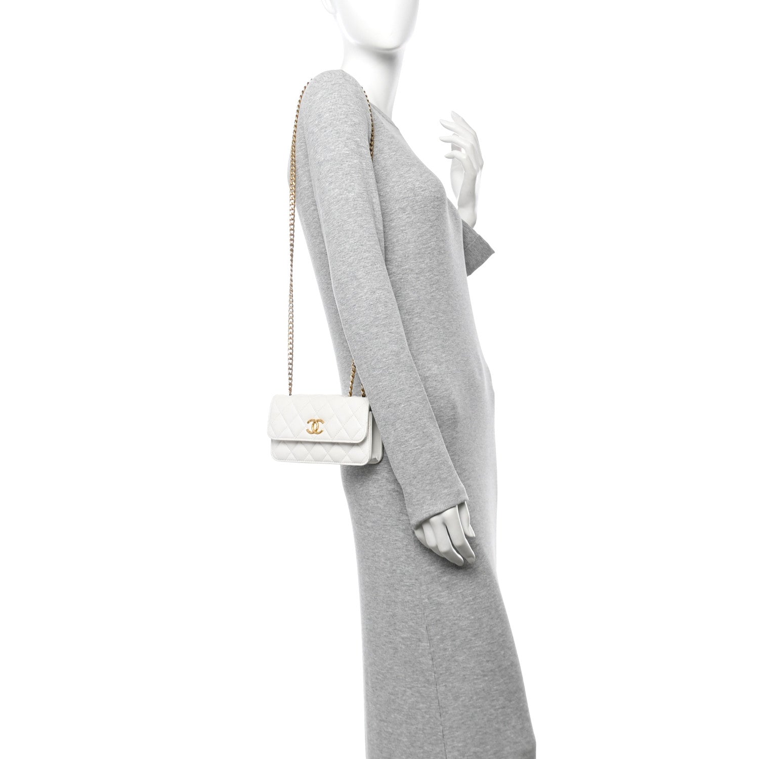 Chanel Lambskin Quilted Pillow Crush Flap Phone Holder With Chain White 2 of 13