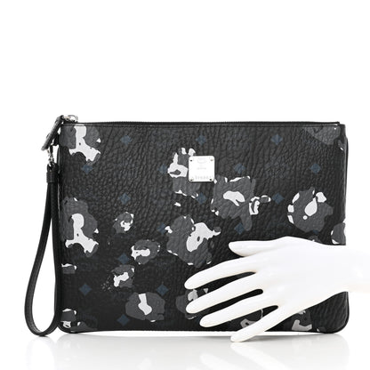 MCM Visetos Floral Leopard Wristlet Zip Pouch Black 2 of 6