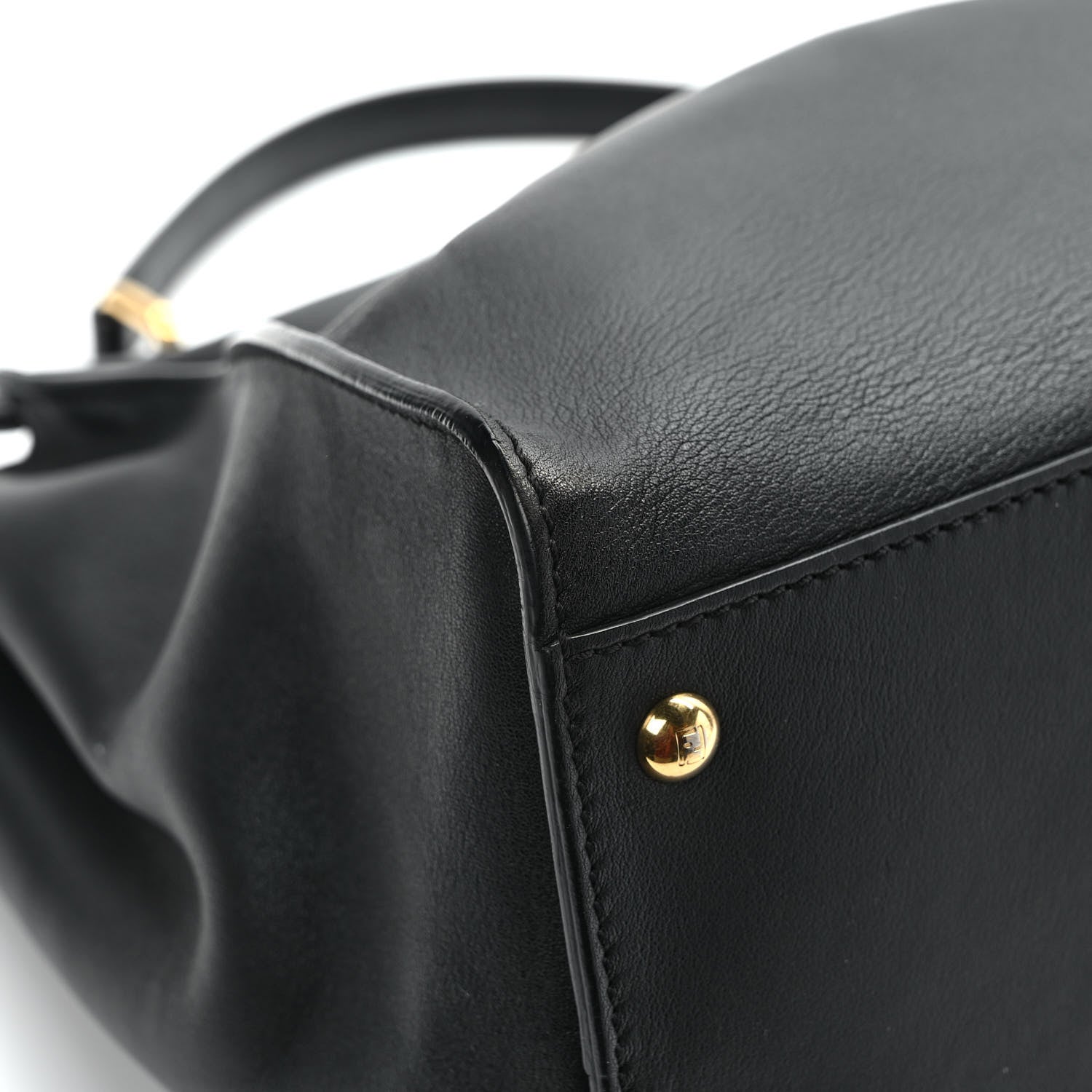 Fendi Vitello Seta Shiny Nappa Large Peekaboo Iconic Satchel Black 9 of 10