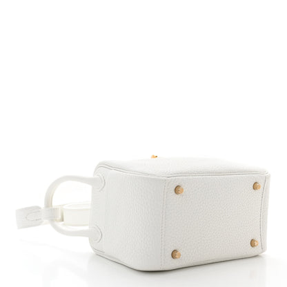 Hermes Taurillon Clemence Mini Lindy 20 New White 4 of 11