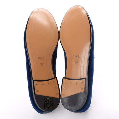 Gucci Velvet Horsebit Womens Jordaan Loafers 36 Blue Cobalt 5 of 8