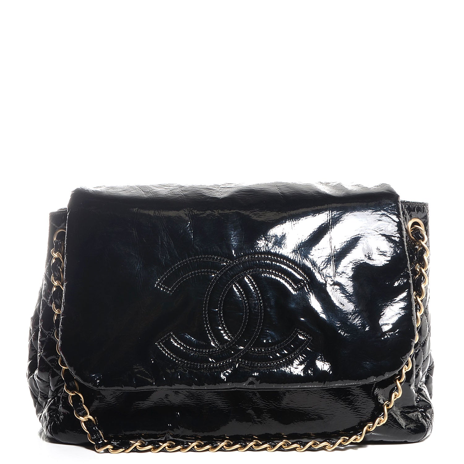 Chanel Vinyl Rock and Chain Medium Flap Black 1 of 7