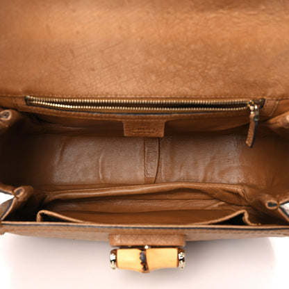 Gucci Ostrich Medium New Bamboo Top Handle Bag Brown 6 of 13