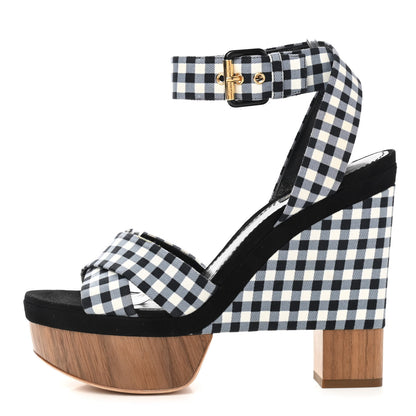 Louis Vuitton Gingham Platform Sandal 40 Black White 1 of 11