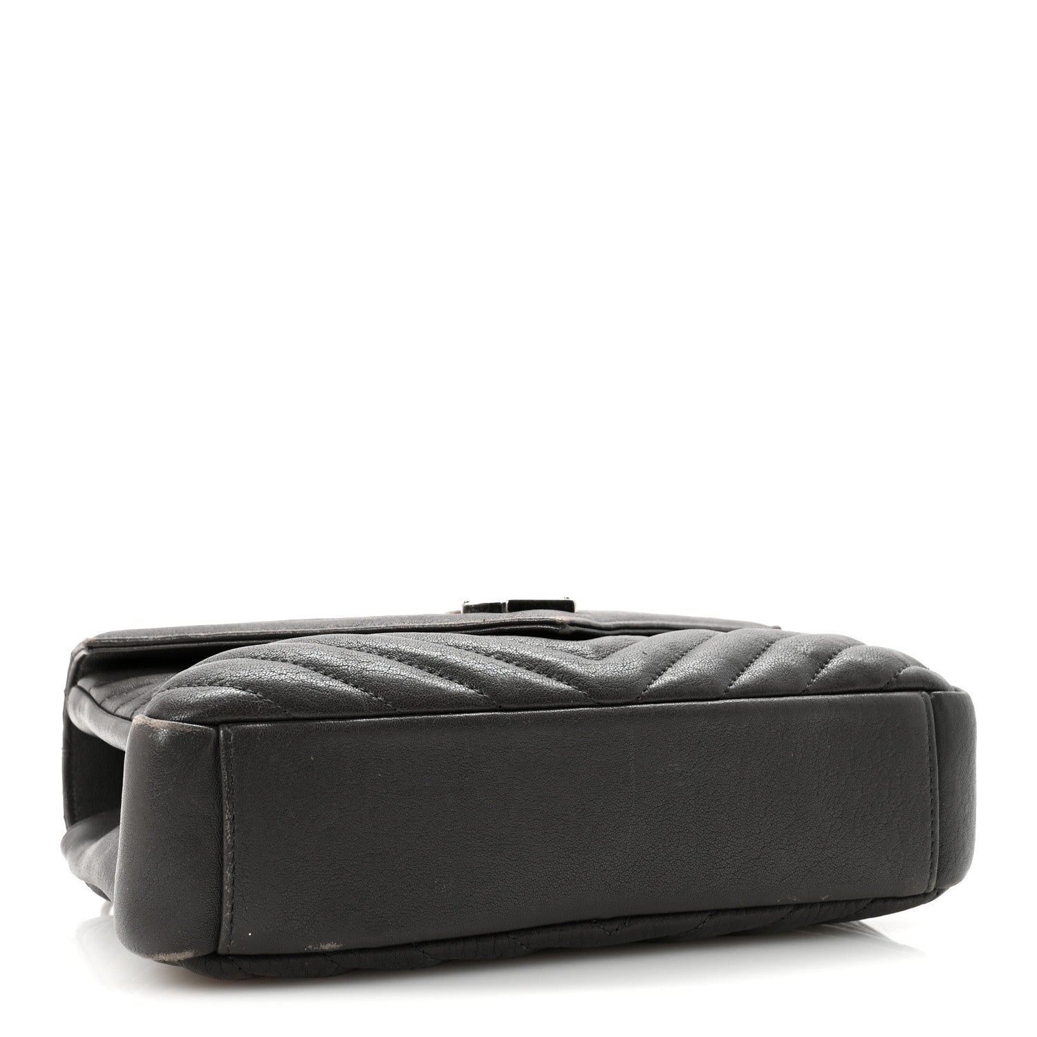 Saint Laurent Sheepskin Matelasse Chevron Monogram Medium College Bag Asphalt 4 of 10