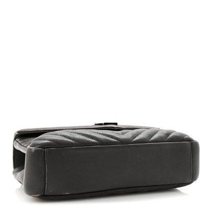 Saint Laurent Sheepskin Matelasse Chevron Monogram Medium College Bag Asphalt 4 of 10