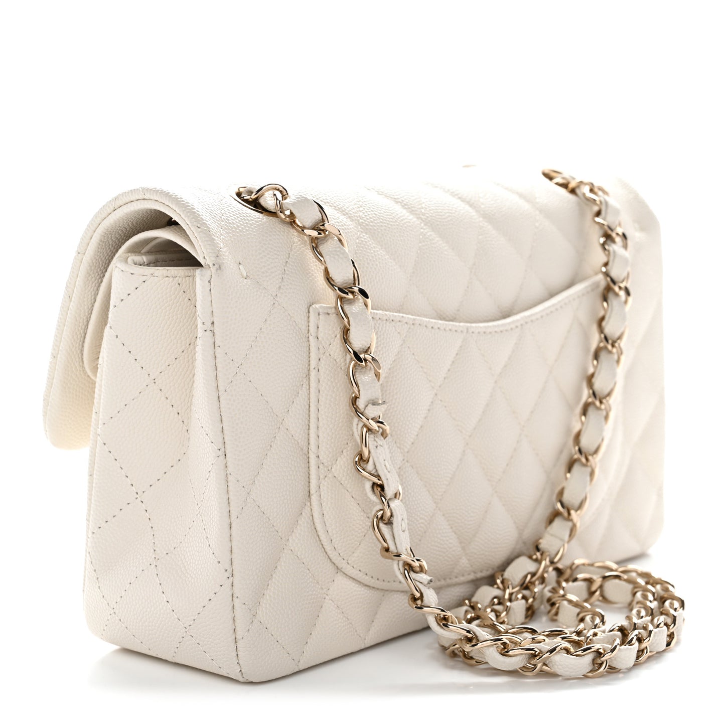 Caviar Quilted Small Double Flap White