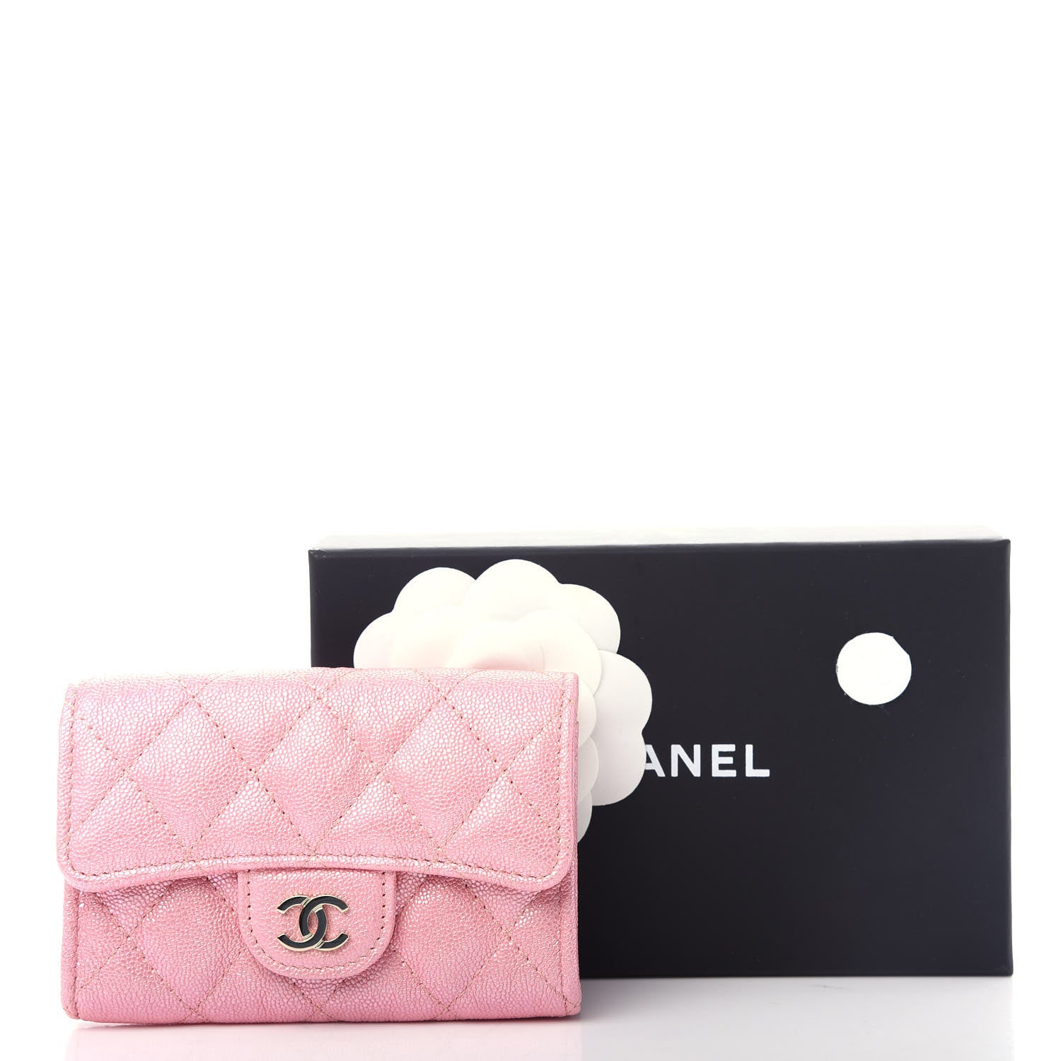 Chanel Iridescent Caviar Quilted Flap Card Holder Rose Pink 9 of 9