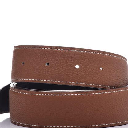 Hermes Chamonix Togo 32mm Belt Strap 85 Black Gold 3 of 7