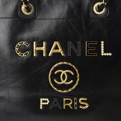 Chanel Aged Calfskin Medium Charms Deauville Tote Black 10 of 10