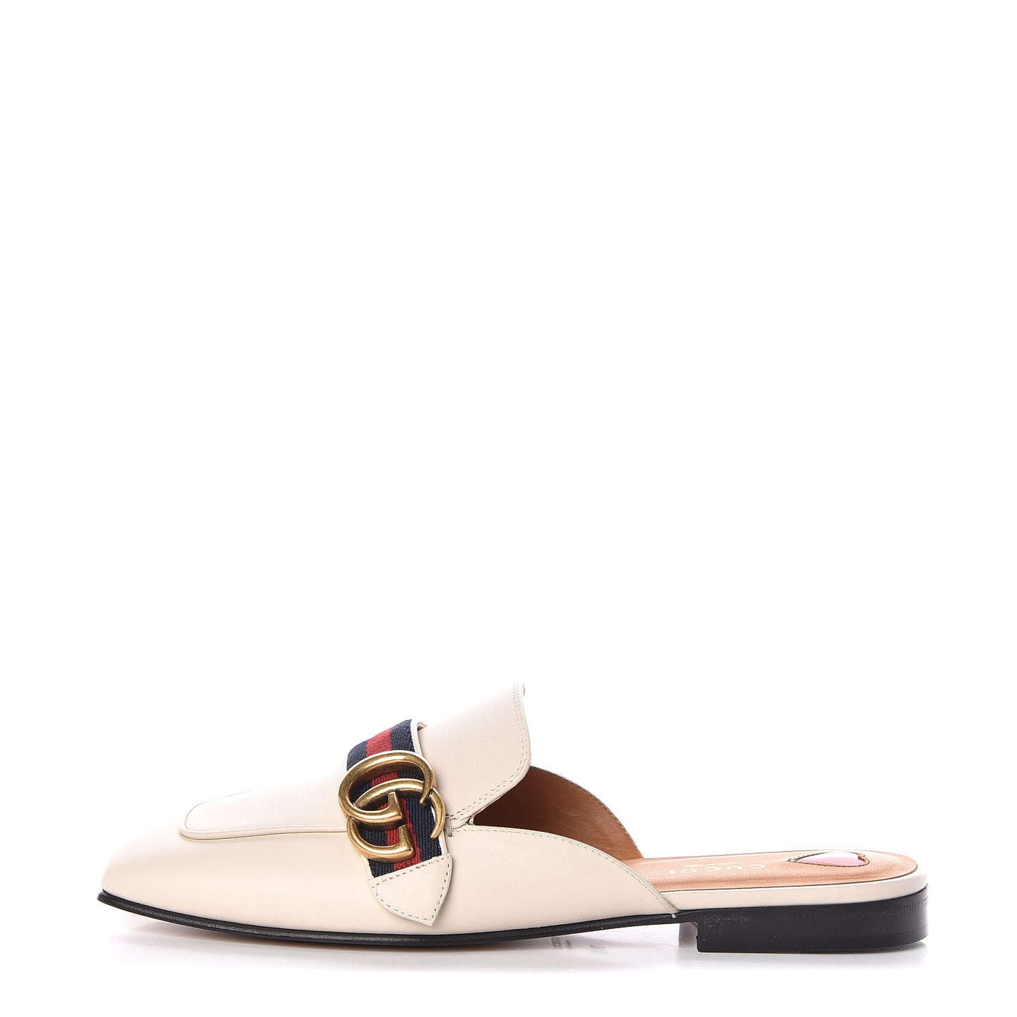 Calfskin Web Womens Peyton GG Slippers 38.5 Mystic White