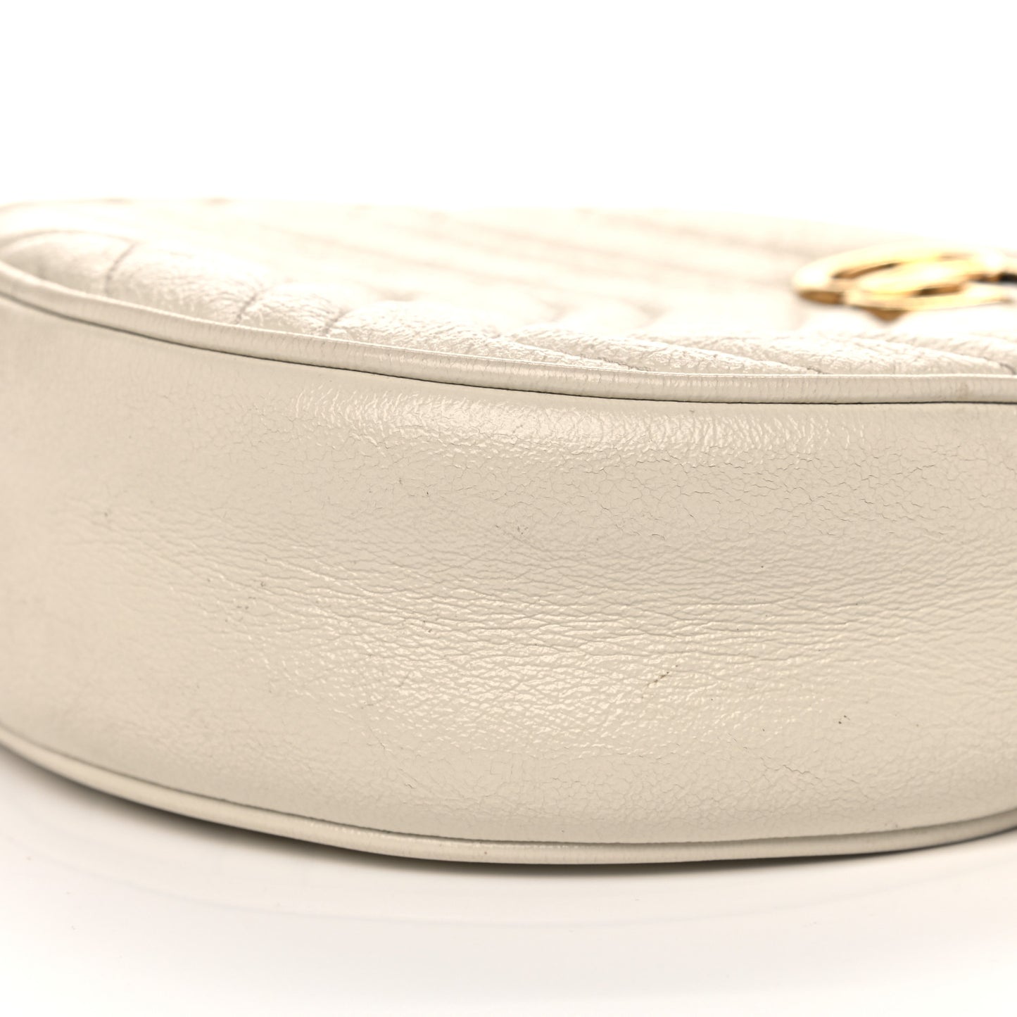Calfskin Matelasse Mini GG Marmont Round Shoulder Bag White