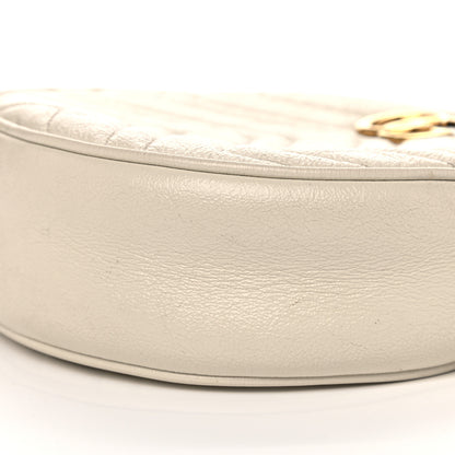 Gucci Calfskin Matelasse Mini GG Marmont Round Shoulder Bag White 10 of 21