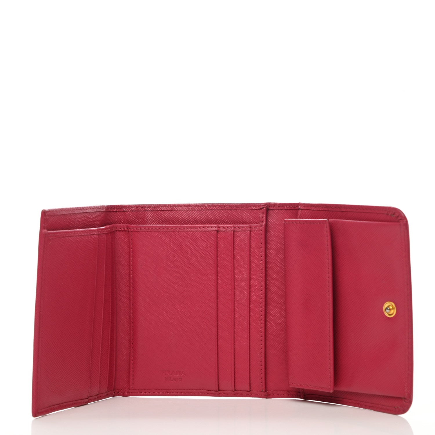 Prada Saffiano Metal Tri-Fold Wallet Peonia 5 of 10