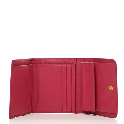 Prada Saffiano Metal Tri-Fold Wallet Peonia 5 of 10