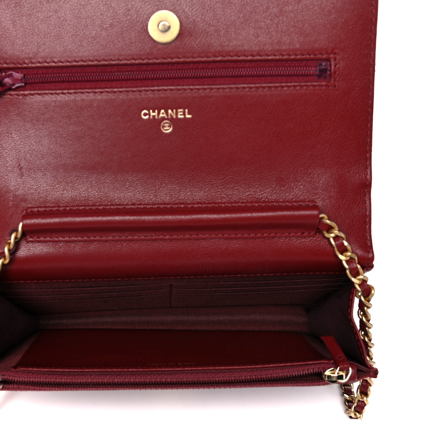 Lambskin Quilted Infinity Wallet On Chain WOC Burgundy