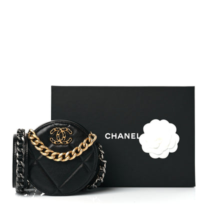 Chanel Shiny Goatskin Quilted Chanel 19 Round Clutch With Chain Black 11 of 11