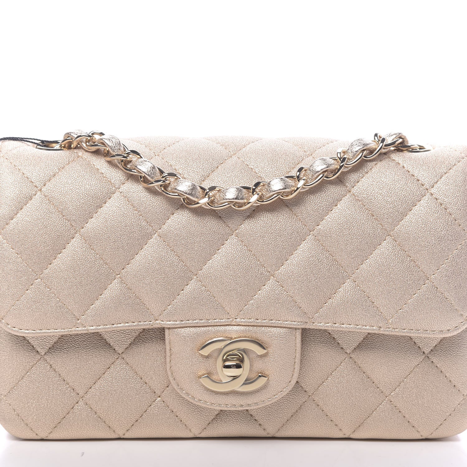 Chanel Metallic Lambskin Quilted Mini Rectangular Flap Gold 8 of 11