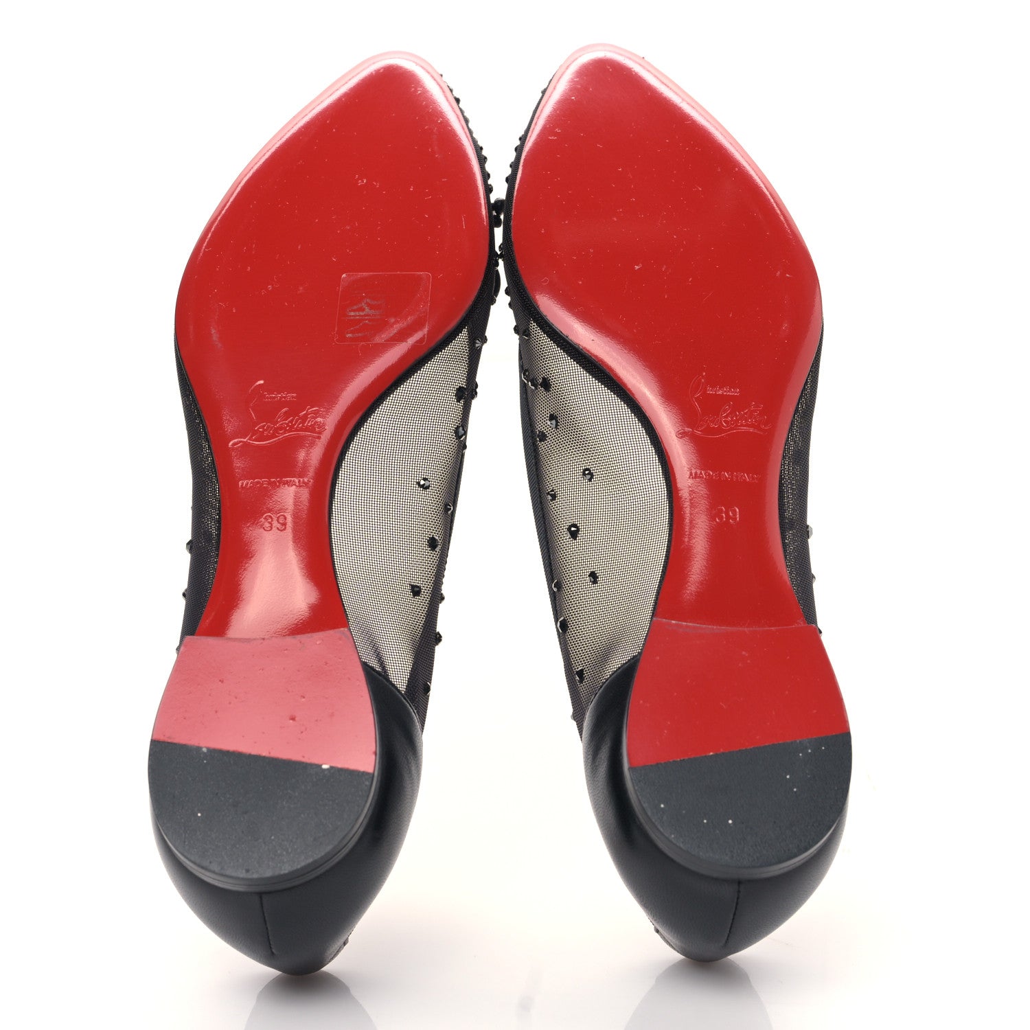 Christian Louboutin Mesh Crystal Embellished Follies Strass Flats 39 Black 5 of 7