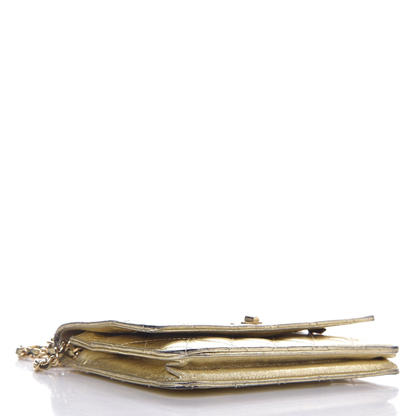 Metallic Aged Calfskin Reissue Wallet On Chain WOC Gold