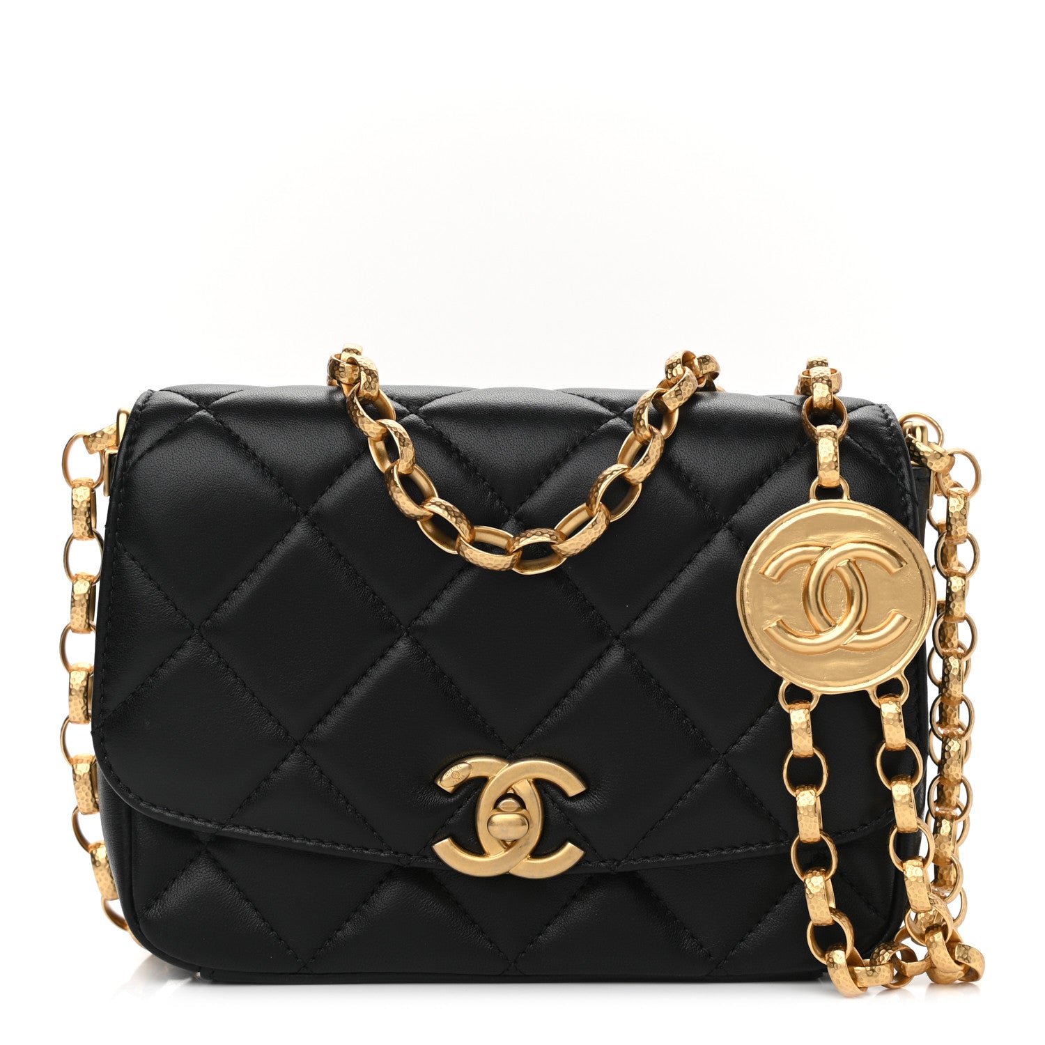 Chanel Lambskin Quilted Small CC Coin Flap Bag Black 1 of 10