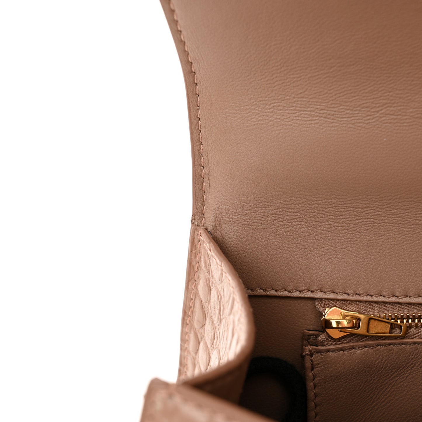 Shiny Calfskin Crocodile Embossed Small Hourglass Top Handle Bag Nude Beige