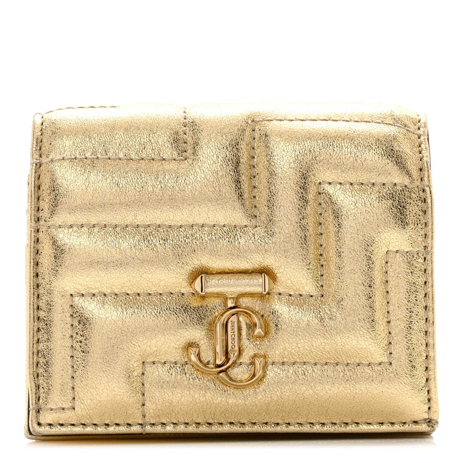Jimmy Choo Nappa Quilted Hanne Compact Around Wallet Gold 1 of 8