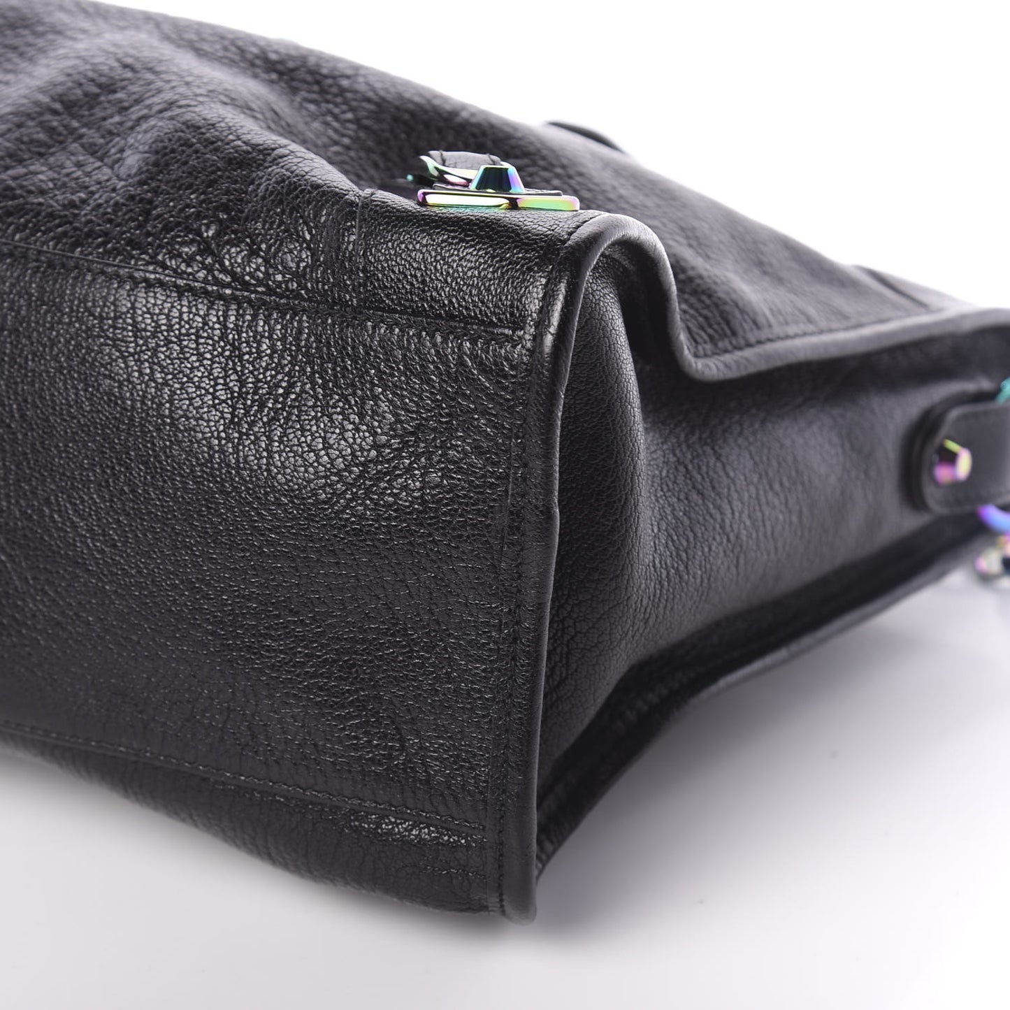 Chevre Iridescent Metallic Edge Hardware City Black
