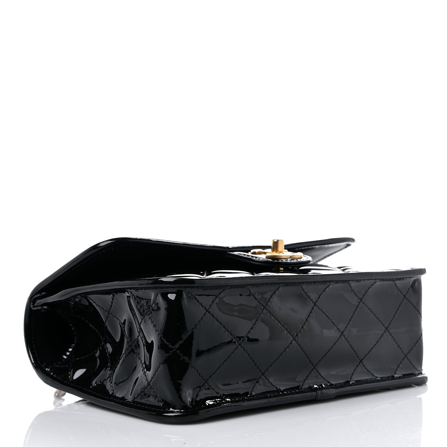 Patent Quilted Small School Memory Top Handle Flap Black