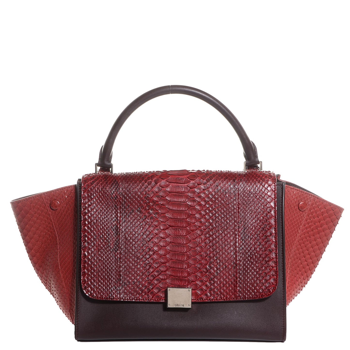 Python and Calfskin Medium Tri-Color Trapeze Wine