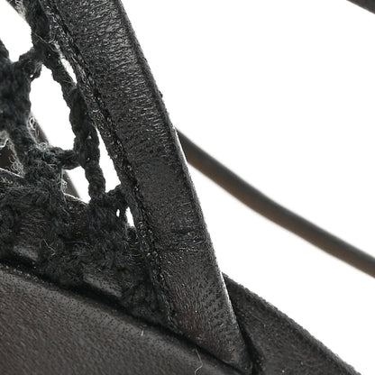Bottega Veneta Mesh Nappa Stretch Ankle Tie Sandals 38 Black 8 of 13