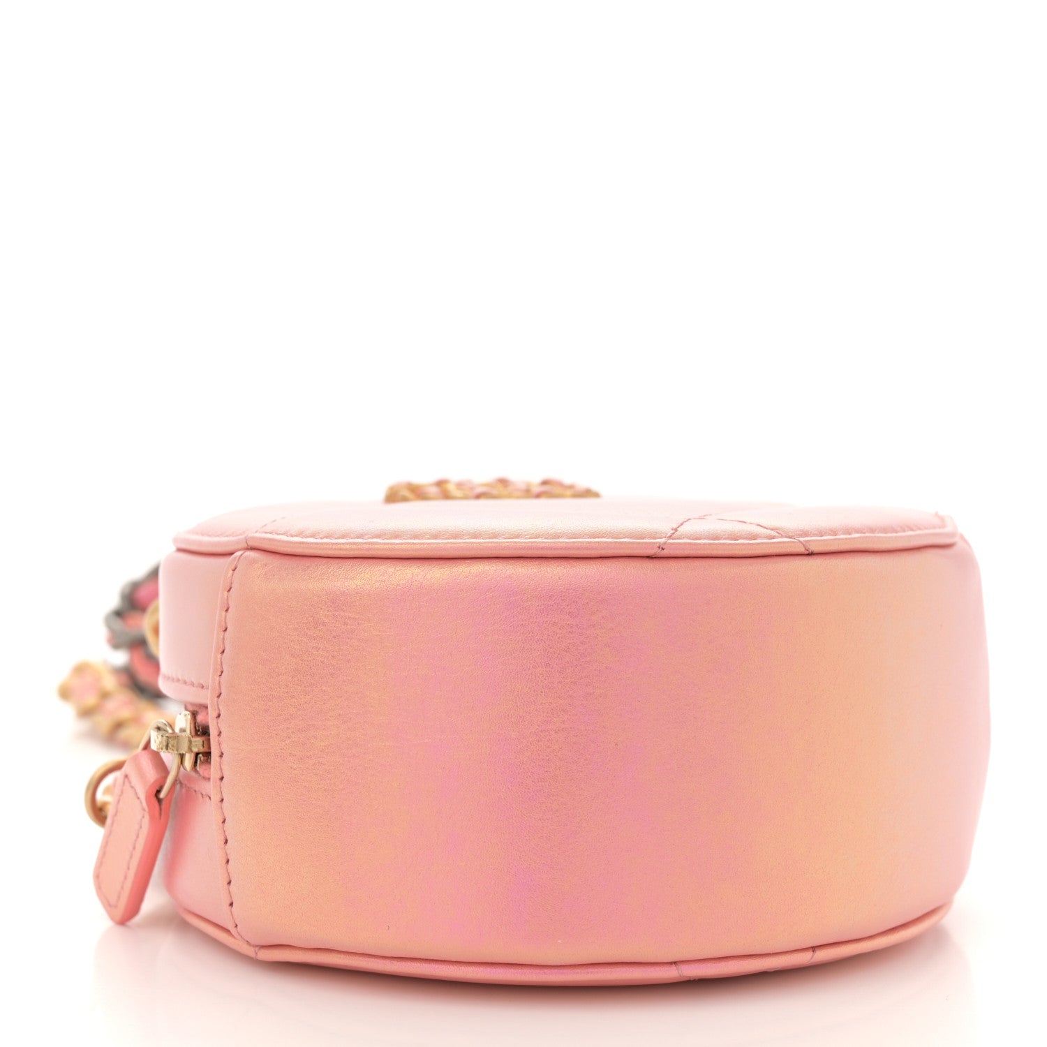 Chanel Iridescent Calfskin Quilted Chanel 19 Round Clutch With Chain Pink 4 of 10