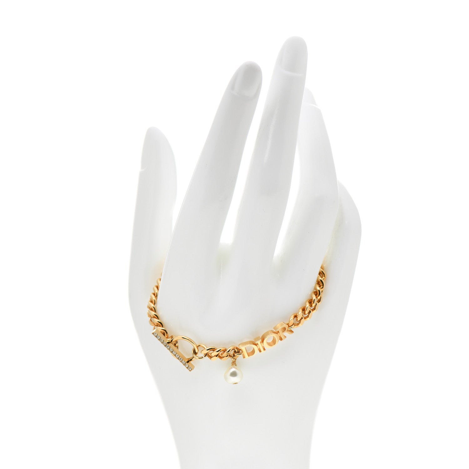Christian Dior Metal Crystal Pearl Dio(r)evolution Bracelet Gold 2 of 4