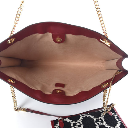 Gucci Tweed GG Monogram Large Rajah Chain Tote Romantic Cherry Black White 5 of 9