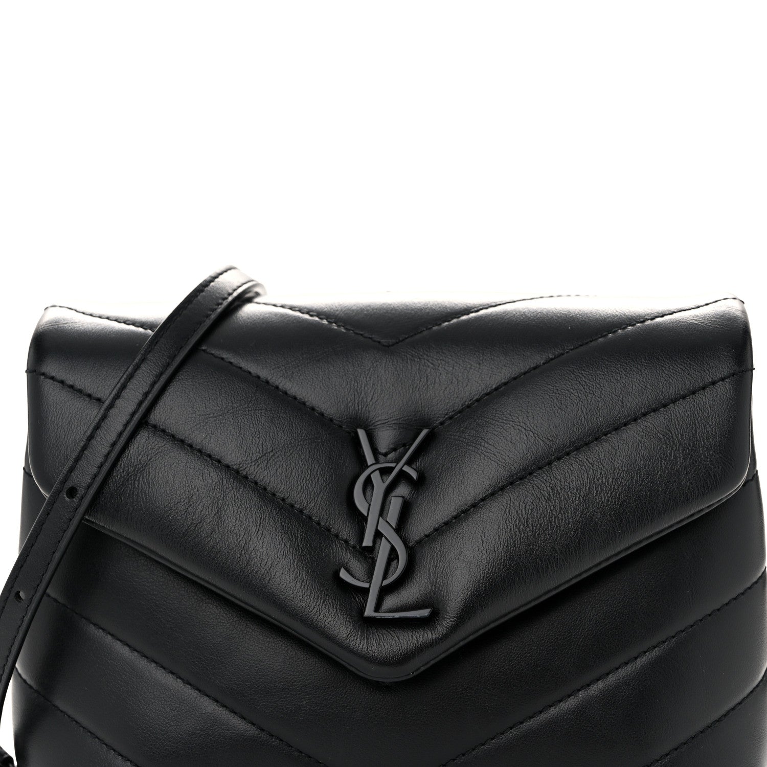 Saint Laurent Calfskin Y Quilted Monogram Monochrome Toy Loulou Crossbody Bag Black 8 of 11