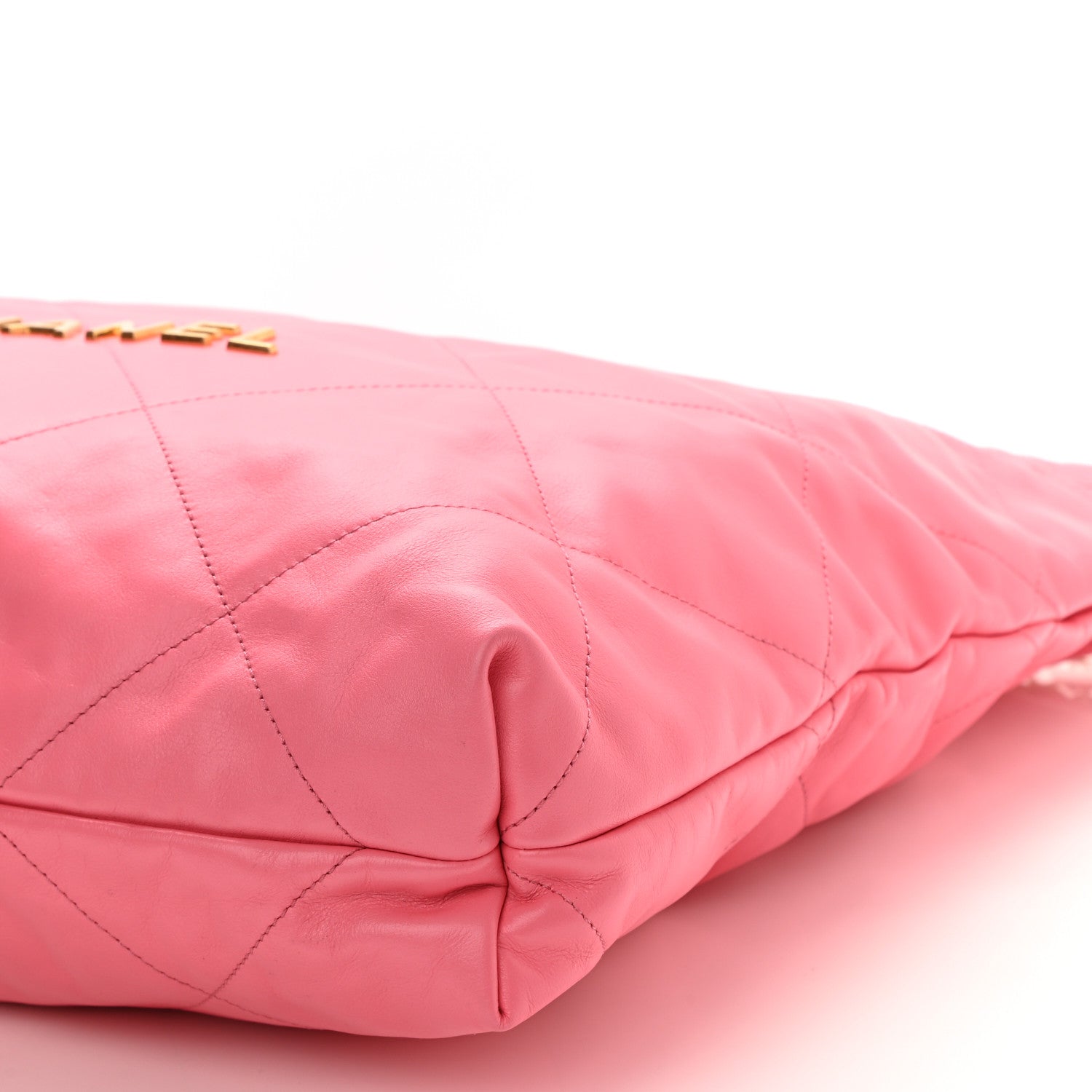 Chanel Shiny Calfskin Quilted Chanel 22 Drawstring Bag Coral Pink 10 of 10