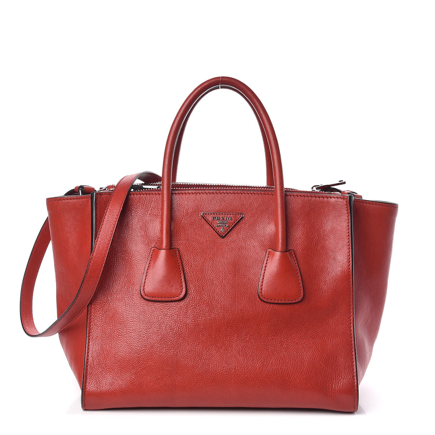Prada Glace Calf Twin Pocket Tote Fuoco 1 of 11