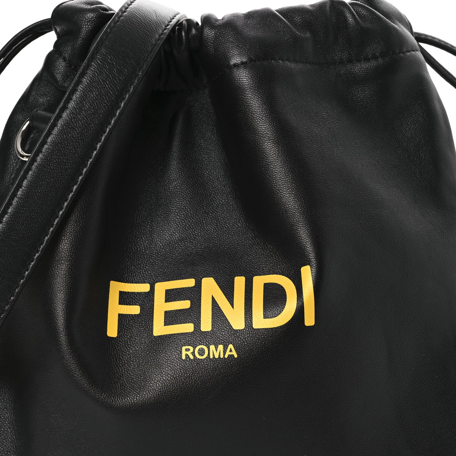 Fendi Soft Nappa Logo Small Drawstring Pouch Bag Black Sunflower 14 of 19