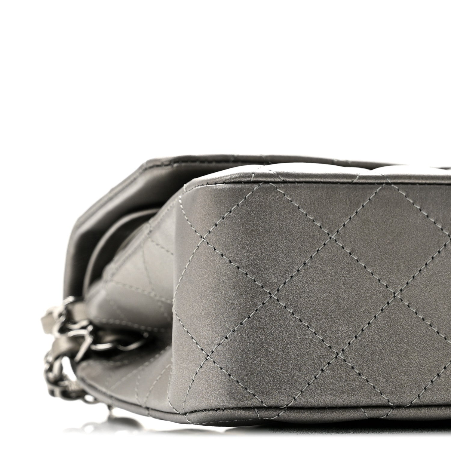 Chanel Metallic Calfskin Quilted Medium Double Flap Ruthenium 9 of 11
