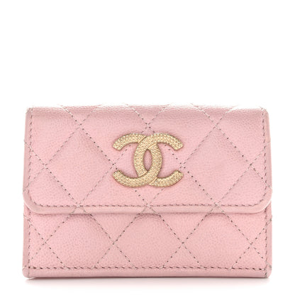 Chanel Caviar Quilted Studded CC Double Flap Wallet Light Pink 1 of 10