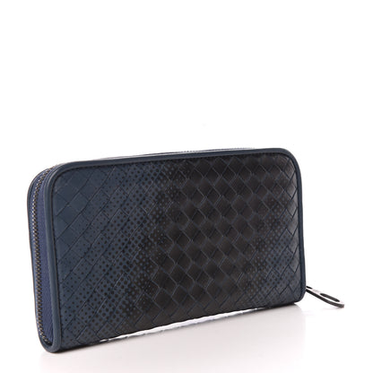 Bottega Veneta Nappa Intrecciato Gradient Spotted Zip Around Wallet Black Denim 3 of 10