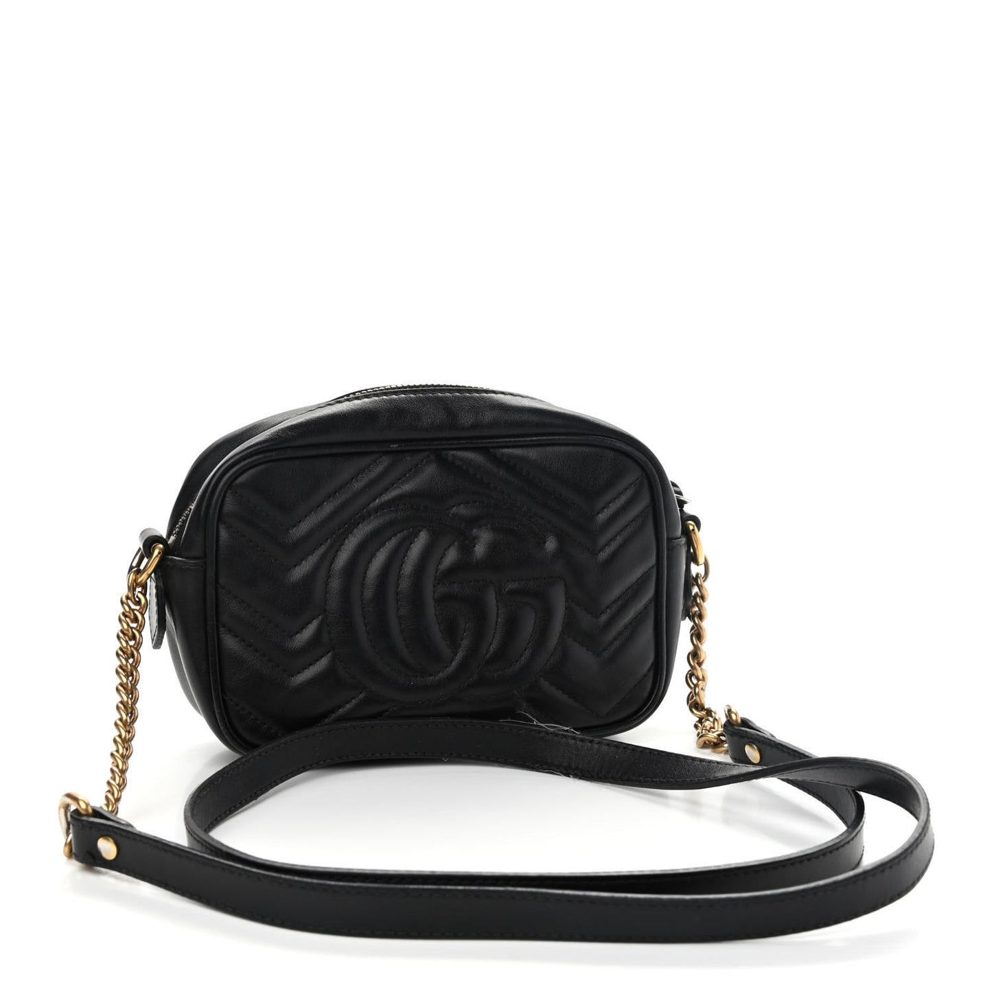 Calfskin Matelasse Mini GG Marmont Chain Shoulder Bag Black