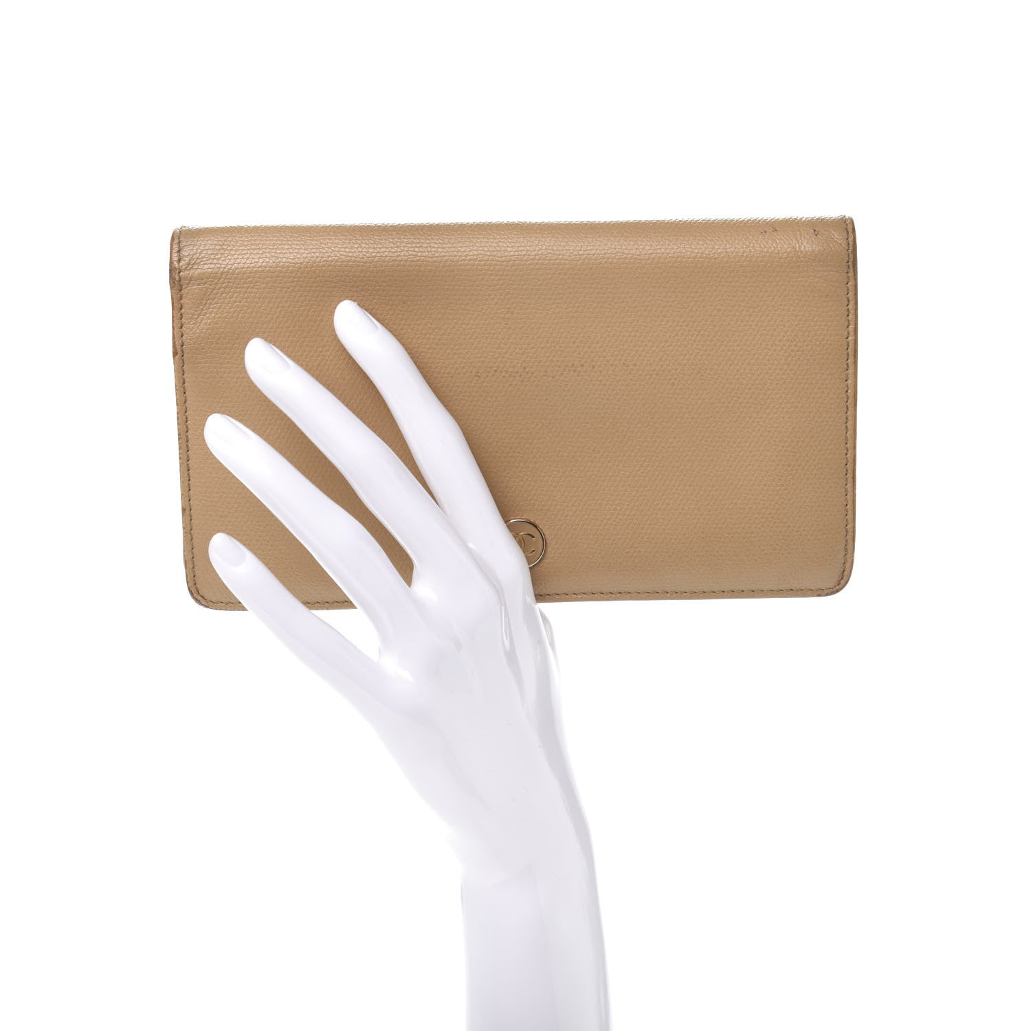 Chanel Grained Calfskin CC Button Yen Wallet Beige 2 of 16