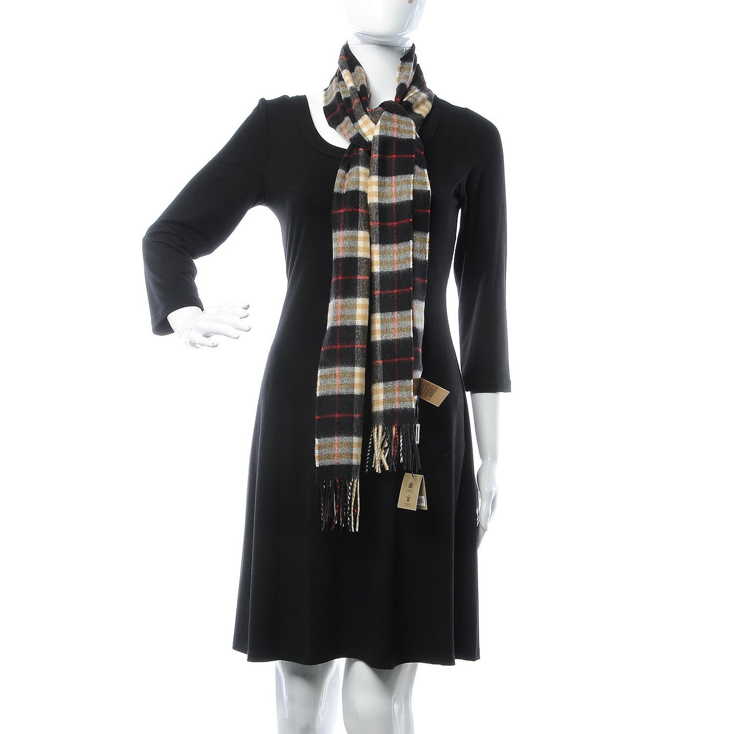 Cashmere Vintage Check Icon Stripe Scarf Black