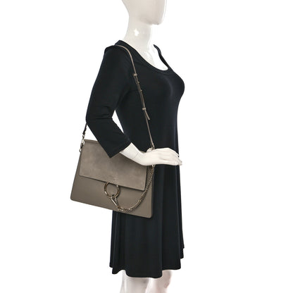 Chloe Calfskin Suede Medium Faye Shoulder Bag Motty Grey 2 of 9