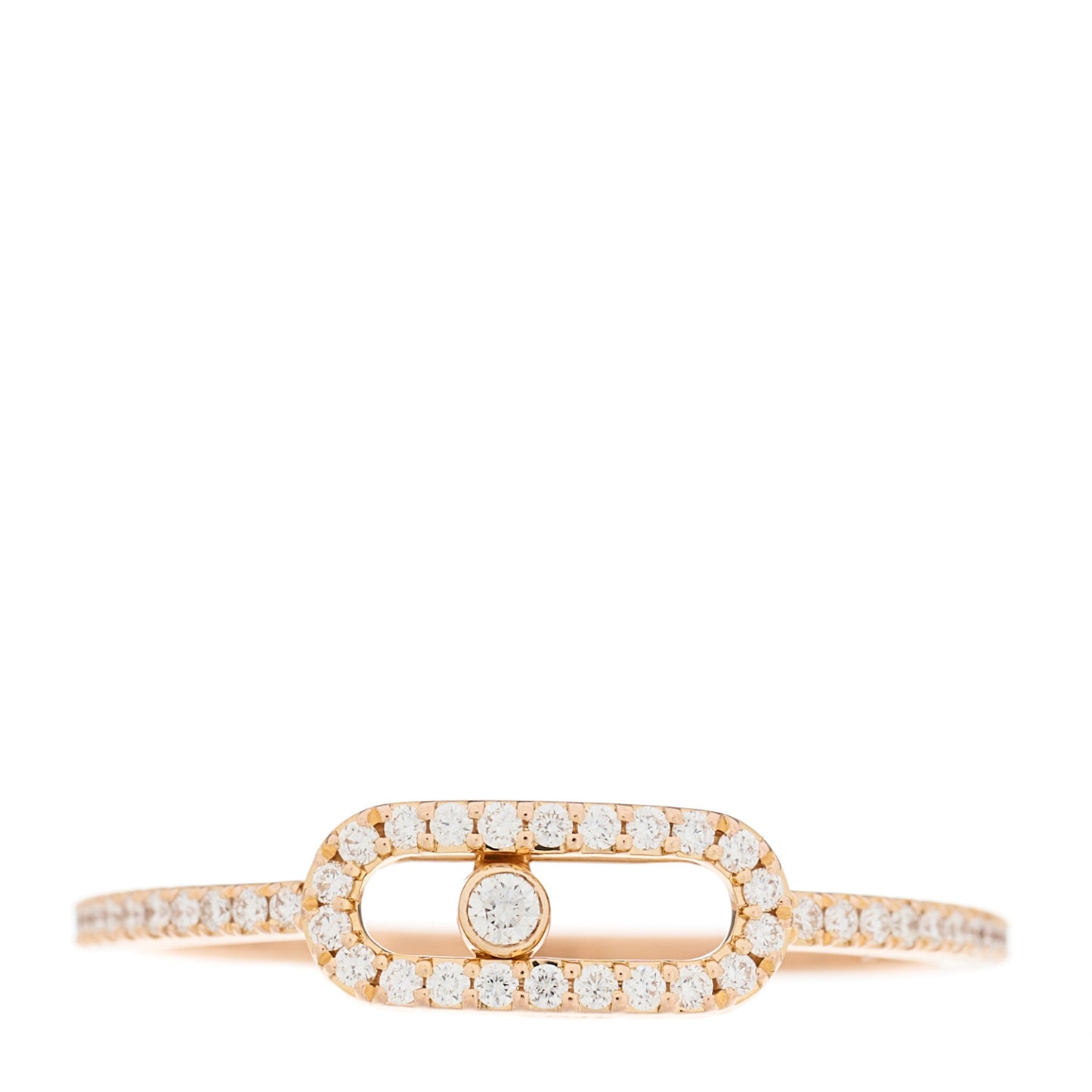 18K Rose Gold Diamond Move Uno LM Pave Ring 53/6.25