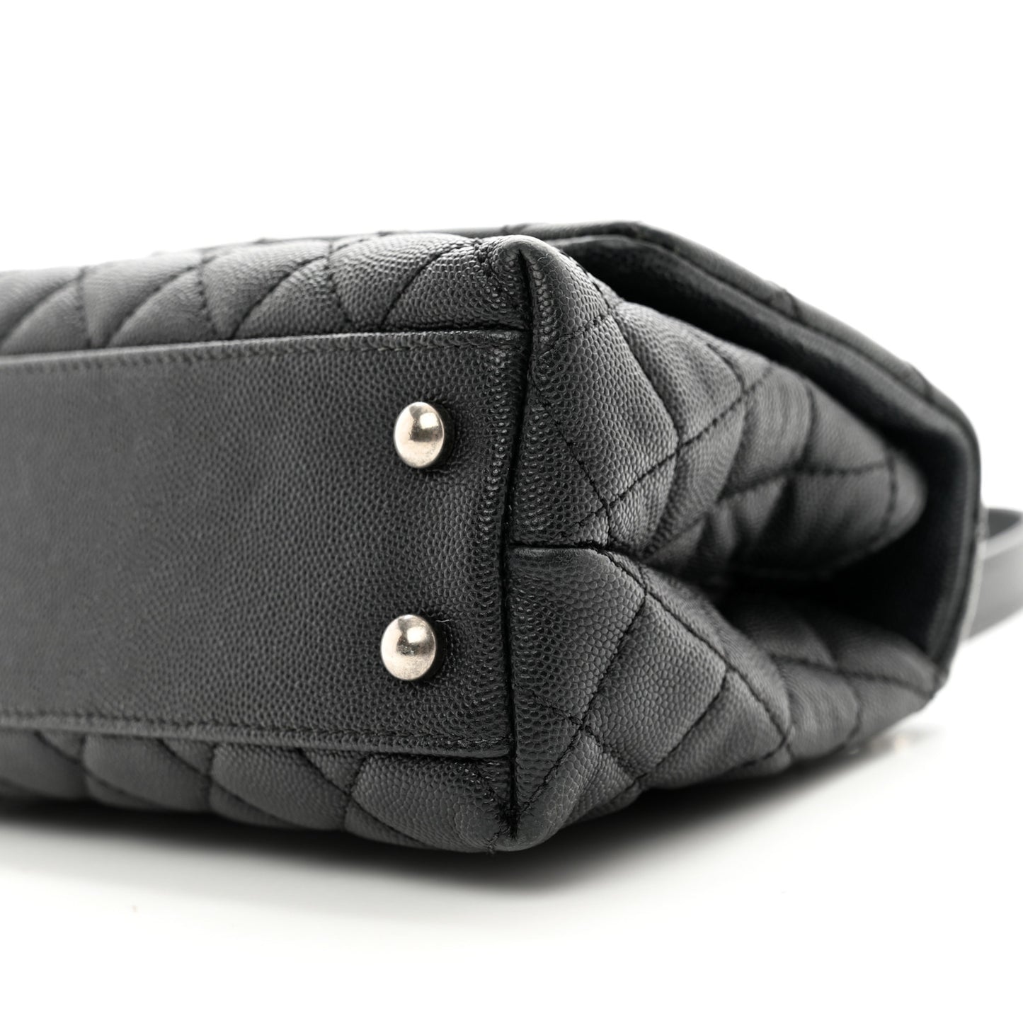 Caviar Lizard Embossed Quilted Mini Coco Handle Flap Black