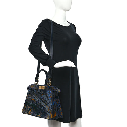 Fendi Velvet Marble Medium Peekaboo I SEE U Satchel Bleu Multicolor 2 of 8