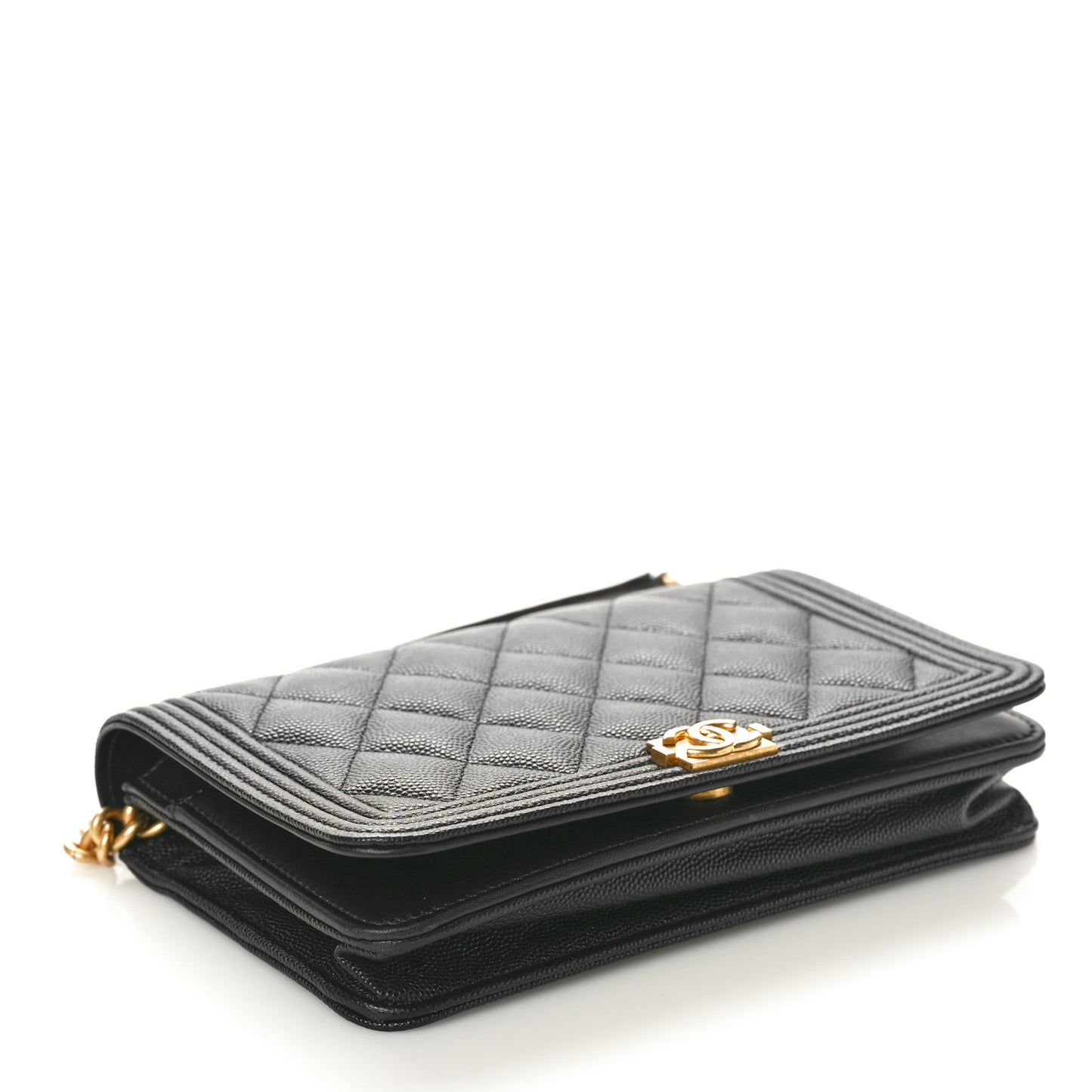 Caviar Quilted Boy Wallet On Chain WOC Black